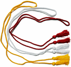 Honor cords in red, white and gold colors