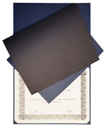 blue and black linen textured paper certificate covers